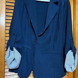 SHEIN Curve Navy Blue Blazer